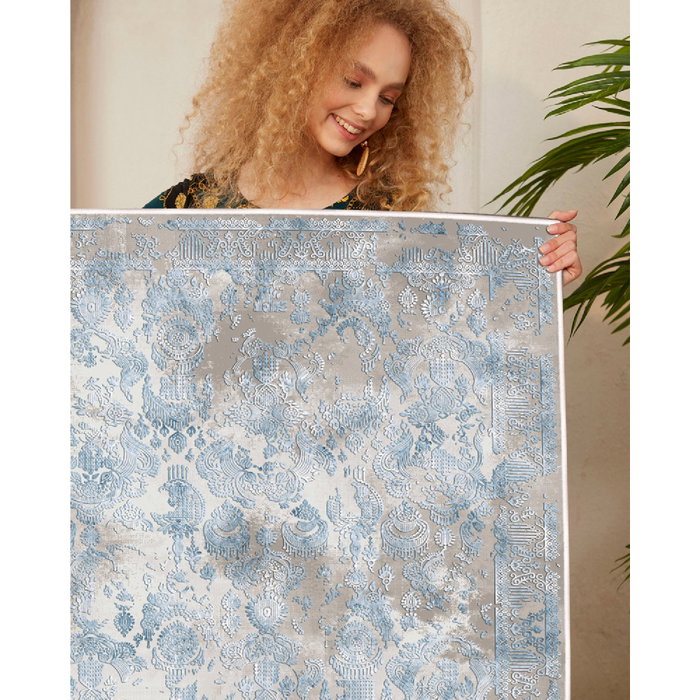 Conceptum Alfombra Azul y Gris 60 x 100 cm Conceptum Alfombra Azul y Gris 60 x 100 cm